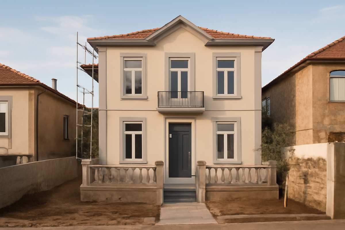 Casa com obras em Matosinhos, vista exterior editorial